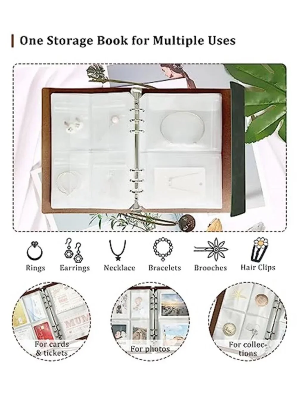 Travel Jewelry Organizer Book 70 Grid Necklace Ring Earring Storage Case